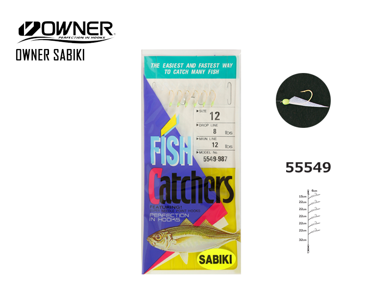 Owner Sabiki 5549 White Hage Skin (Size: #8, Main Line: 20lb, Drop Line: 16lb)